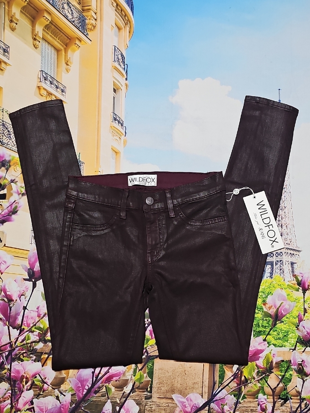 Wildfox Coated Faux Leather Skinny Jeans Size 24‎ New